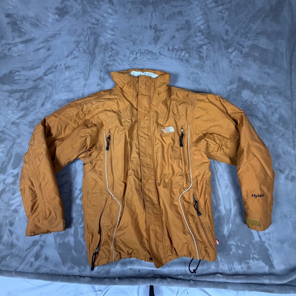 The North Face HyVent Ski Jacket Burnt Orange Waterproof Shell Mens L